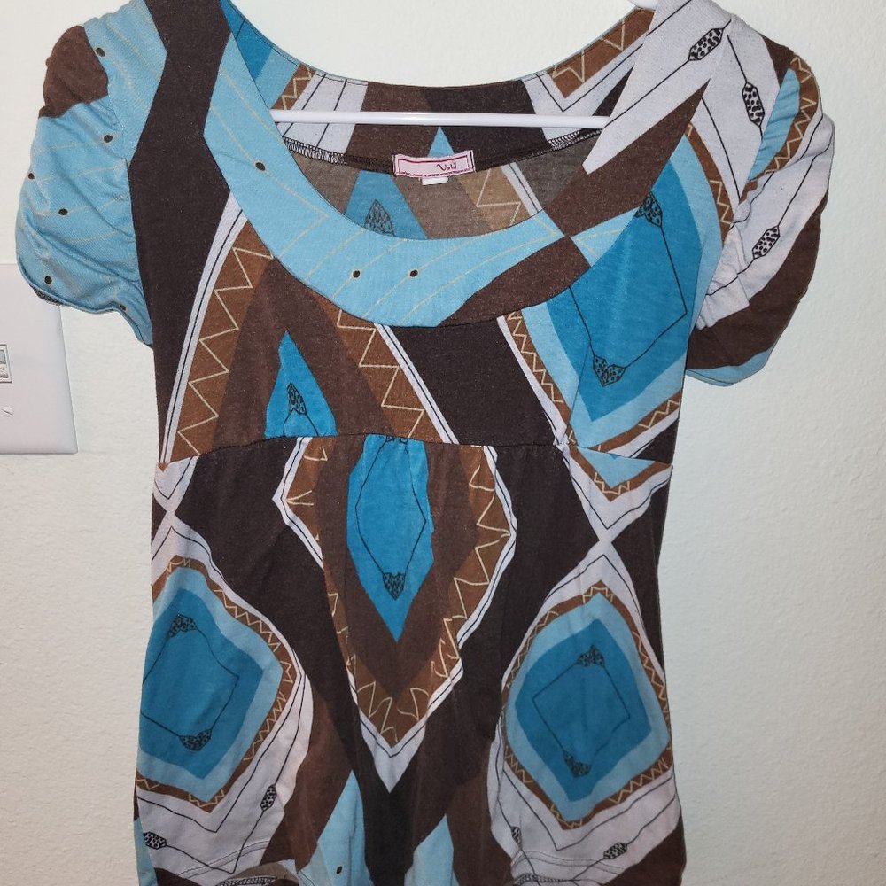 blue turquoise tshirt- business casual top blouse size Medium/Large